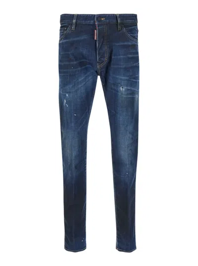 Dsquared2 Distressed Denim Jeans With Unique Wash And Faded Details In Blue