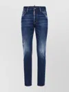 Dsquared2 Classic Straight-leg Jeans With Faded Wash And Distressed Details In Blue