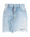Dsquared2 Distressed Denim Miniskirt In Blue