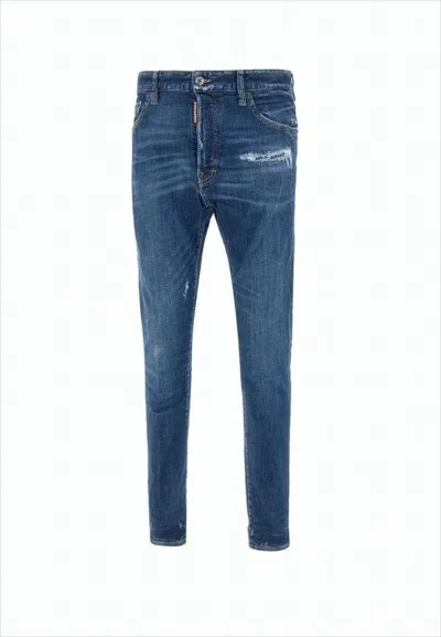 DSQUARED2 DISTRESSED DENIM PANTS WITH SLIM FIT