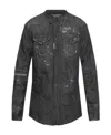 Dsquared2 Man Denim Shirt Black Size 44 Cotton In Black