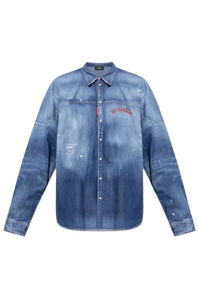 Dsquared2 Logo-print Shirt In Blue