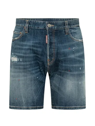 Dsquared2 Distressed Denim Shorts In Blue