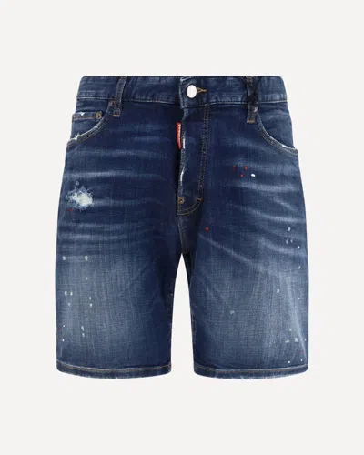 Dsquared2 Distressed Denim Shorts In Blue