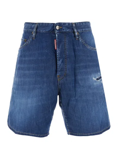 Dsquared2 Distressed Denim Shorts In Black