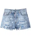 Dsquared2 Distressed Denim Shorts In Blue