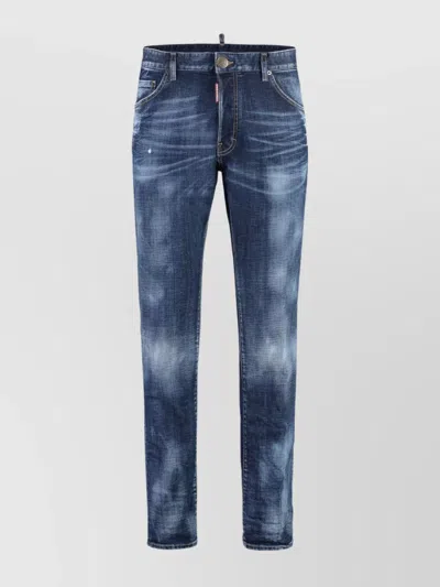 DSQUARED2 DISTRESSED DENIM TROUSERS CONTRAST STITCHING