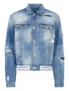 Dsquared2 Distressed Denin Jacket In Blue