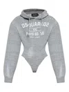 Dsquared2 Distressed-detail Hooded Bodysuit In Gray