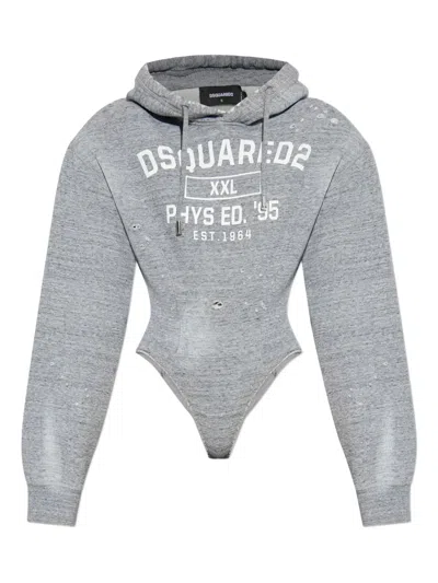 DSQUARED2 DISTRESSED-DETAIL HOODED BODYSUIT