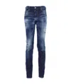 Dsquared2 Distressed Detail Painted Effect Jeans In Blue