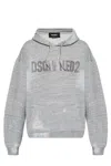 Dsquared2 Distressed Drawstring Hoodie In Grey