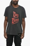 Dsquared2 Distressed Effect Boy Bitch Crew-neck T-shirt In Gray