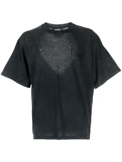 Dsquared2 Distressed-effect Cotton T-shirt In Schwarz