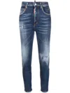 Dsquared2 Distressed-effect Cropped Jeans In Blue