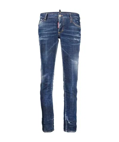 Dsquared2 Distressed-effect Cropped Skinny Jeans In Blue