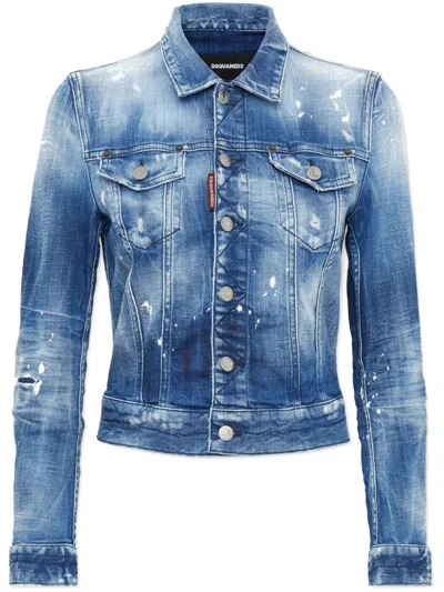 Dsquared2 Distressed-effect Denim Jacket In 蓝色