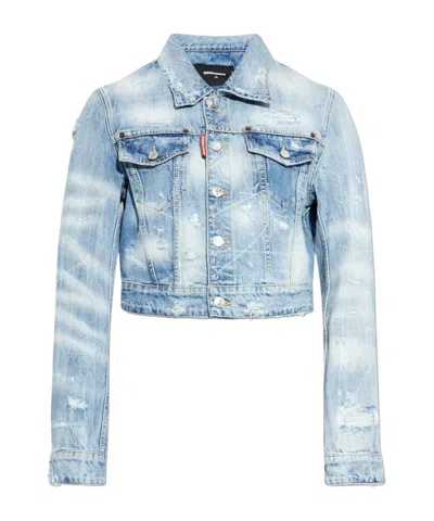 Dsquared2 Distressed-effect Denim Jacket In Blue