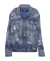 Dsquared2 Distressed-effect Denim Jacket In Gray