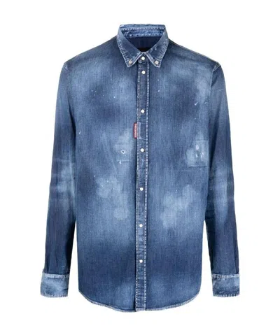 DSQUARED2 DISTRESSED EFFECT DENIM SHIRT
