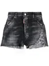 Dsquared2 Raw Cut Baggy Denim Shorts In Black