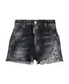 Dsquared2 Raw Cut Baggy Denim Shorts In Black