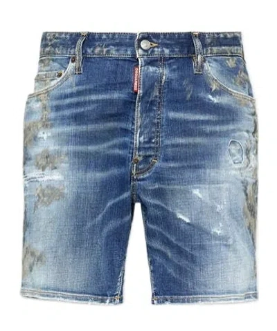 Dsquared2 Distressed-effect Denim Shorts In Blue