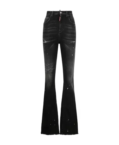 DSQUARED2 DSQUARED2 DISTRESSED HIGH WAIST FLARED JEANS