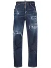 Dsquared2 Distressed High-waist Jeans In Navy Blue