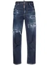 Dsquared2 Distressed High-waist Jeans In Navy Blue