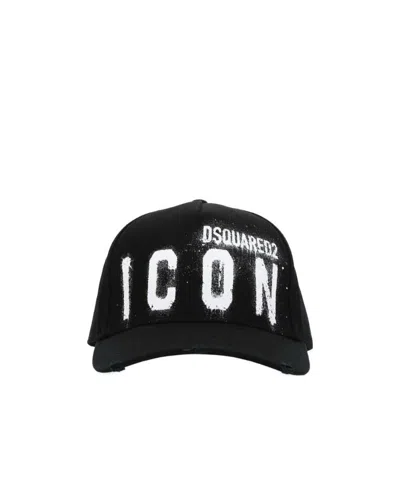 DSQUARED2 DISTRESSED-EFFECT ICON-PRINT CAP