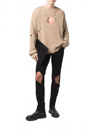 Dsquared2 Distressed Effect Open-knee Jeans In Black