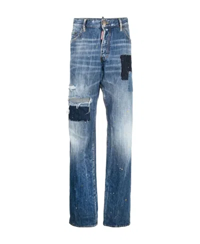 DSQUARED2 DSQUARED2 LOGO PATCH DISTRESSED JEANS