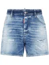 Dsquared2 Blue Jeans With Distressed Effect And Logo Patch On The Back In Blue