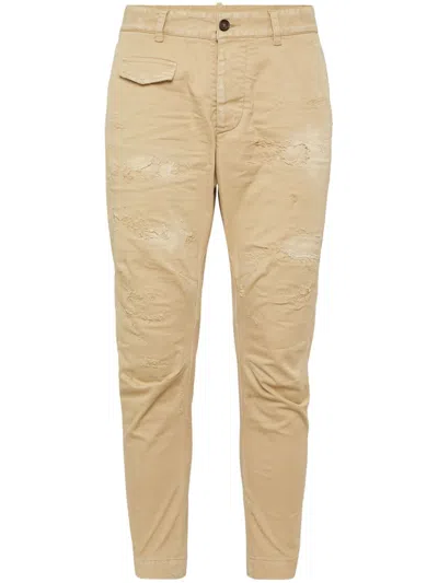 Dsquared2 Distressed-effect Sim-cut Trousers In Nude