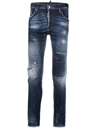 Dsquared2 Distressed-effect Slim-cut Jeans In Blue