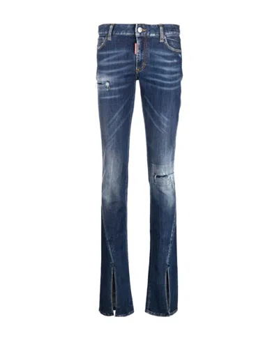DSQUARED2 DSQUARED2 DISTRESSED SPLIT CUFFS TRUMPET BOOTCUT JEANS