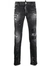 Dsquared2 Distressed-effect Straight-leg Jeans In Black