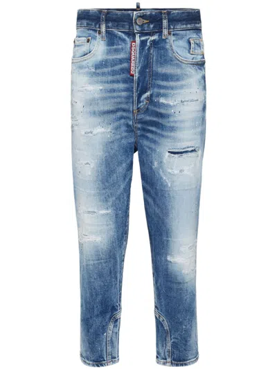 Dsquared2 Distressed-effect Tapered Jeans In Blue