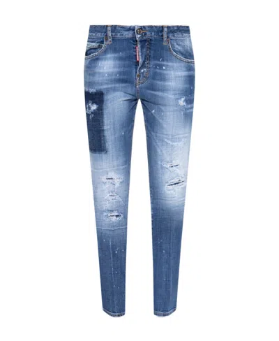 Dsquared2 Distressed-effect Tapered Leg In Blue