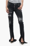 Dsquared2 Distressed Effect Trumpet Fit Denims With Bottom Slits 22 Cm