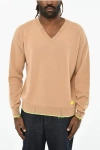 Dsquared2 Distressed Effect Virgin Wool Effect V-neck Sweater In Brown