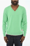 Dsquared2 Distressed Effect Virgin Wool Effect V-neck Sweater In Green