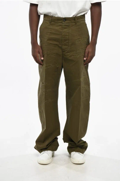 Dsquared2 Distressed Effect Wide Leg Pants In Green