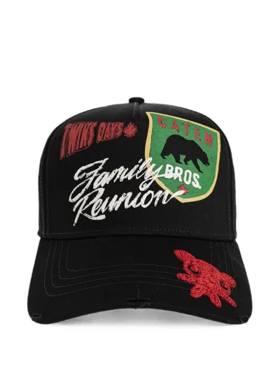 Dsquared2 Patch-detail Distressed Baseball Cap In Black