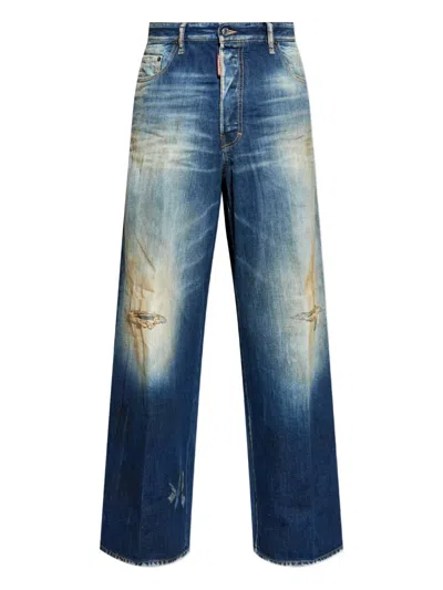 Dsquared2 Relaxed Fit Distressed Trousers Pockets In Blue