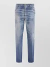 Dsquared2 Distressed Faded Five-pocket Belted Jeans In Blue