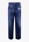 Dsquared2 Classic Five-pocket Jeans With Subtle Fading And Distressing In Blue
