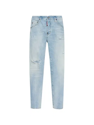 Dsquared2 Distressed Faded Jeans In Blue