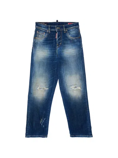 Dsquared2 Kids' Distressed Faded Jeans In Blue